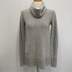 Saks Fifth Avenue Women's Cowl Neck Sweater Small Gray 100% Cashmere Long Sleeve
